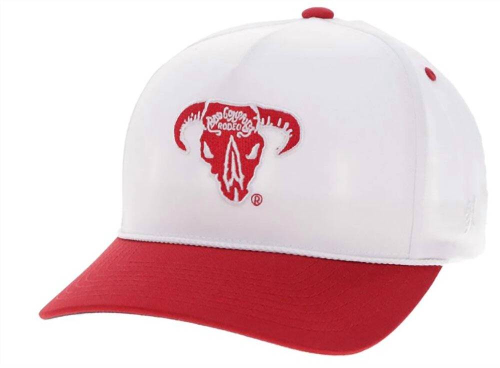 NEW HOOEY bad company rodeo 5-panel high profile cap in white/red